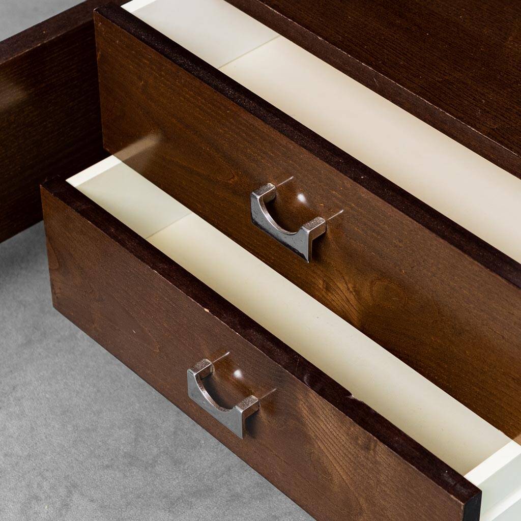 Letto matrimoniale legno tessuto anni ’70 vintage modernariato