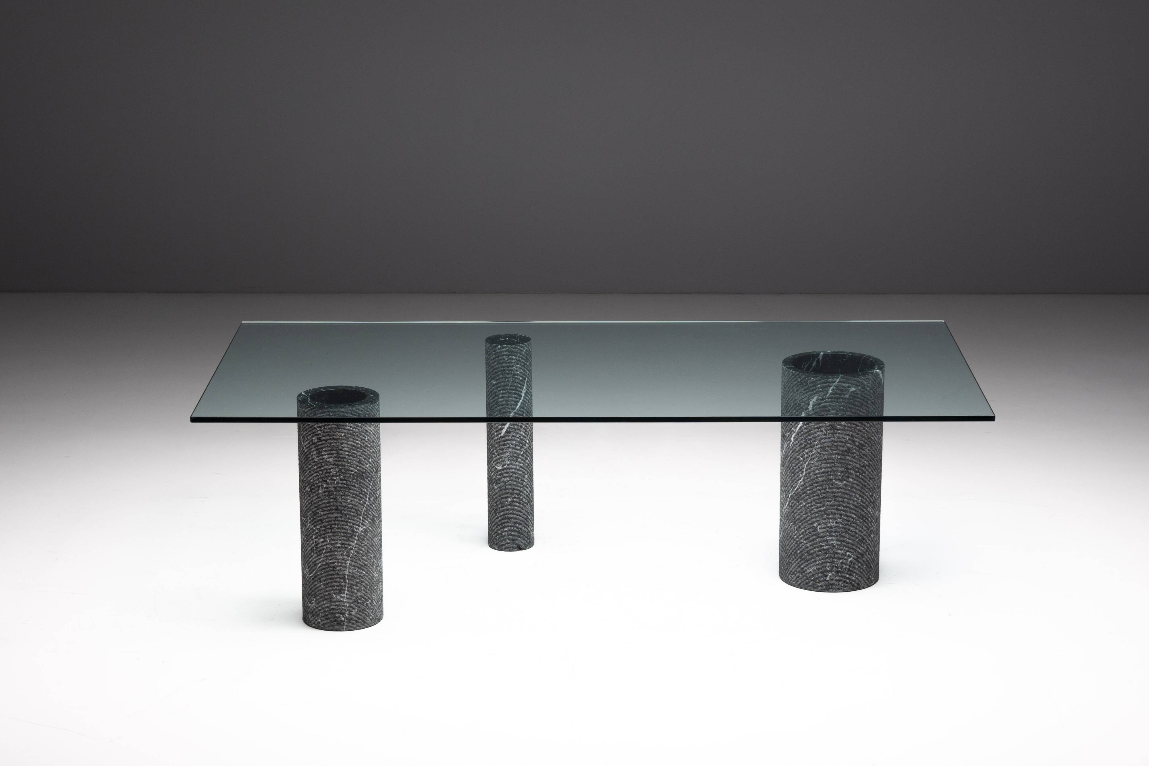 Marble and Glass Dining Table by Massimo Vignelli, Italy, 1980s