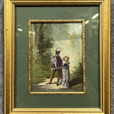Pierre Guillermet: watercolor period nineteenth century depicting a scene of animated undergrowth