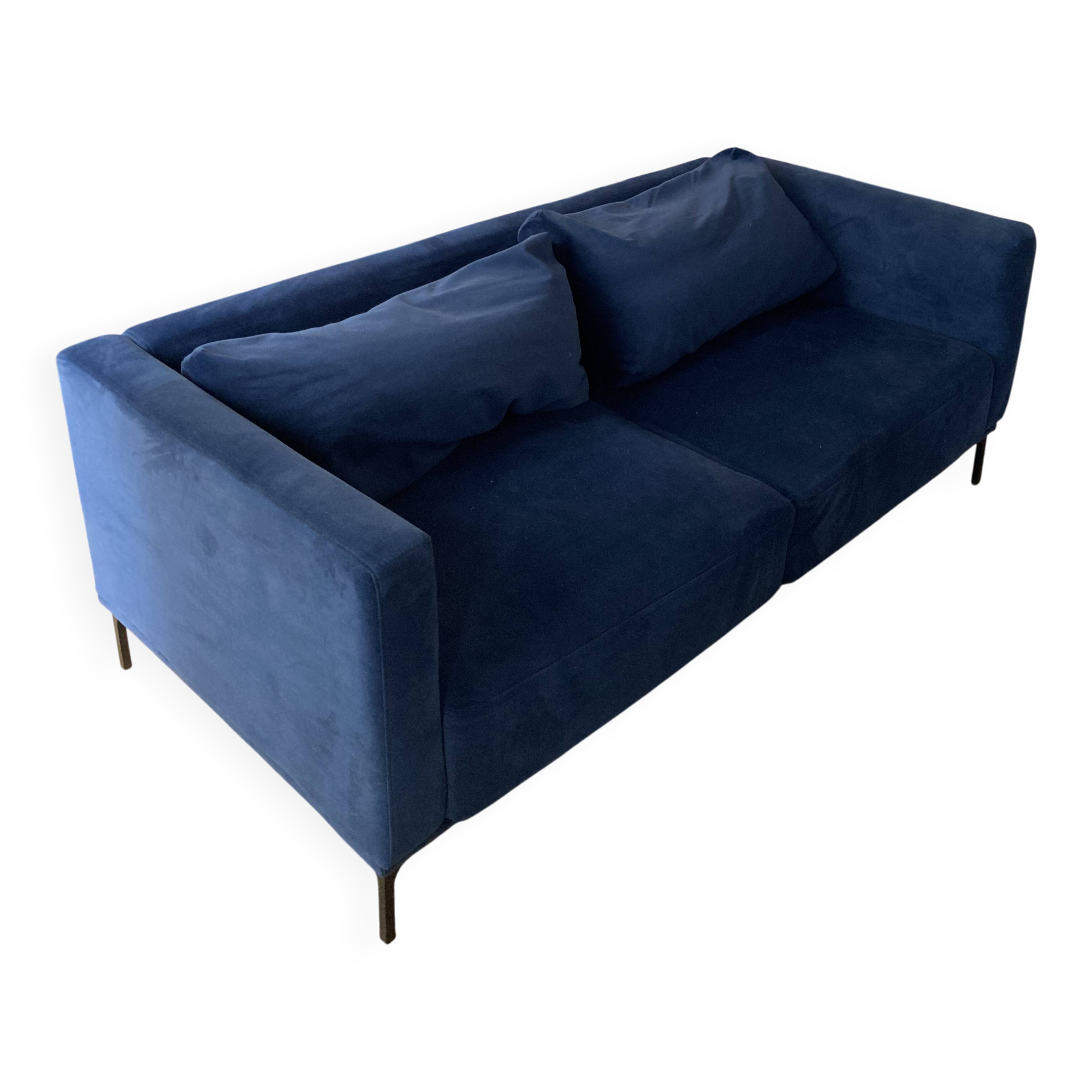 Made sofa, petrol blue/navy – 3-seater (L186 cm)