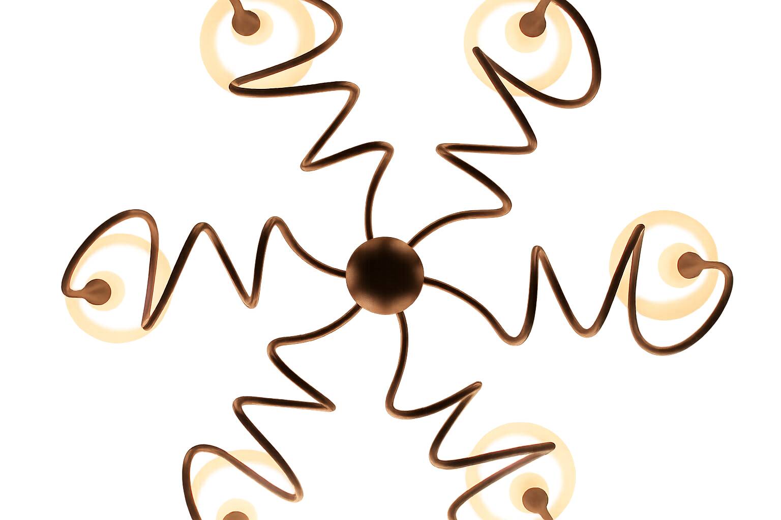 Modern metal chandelier, 6 lights.