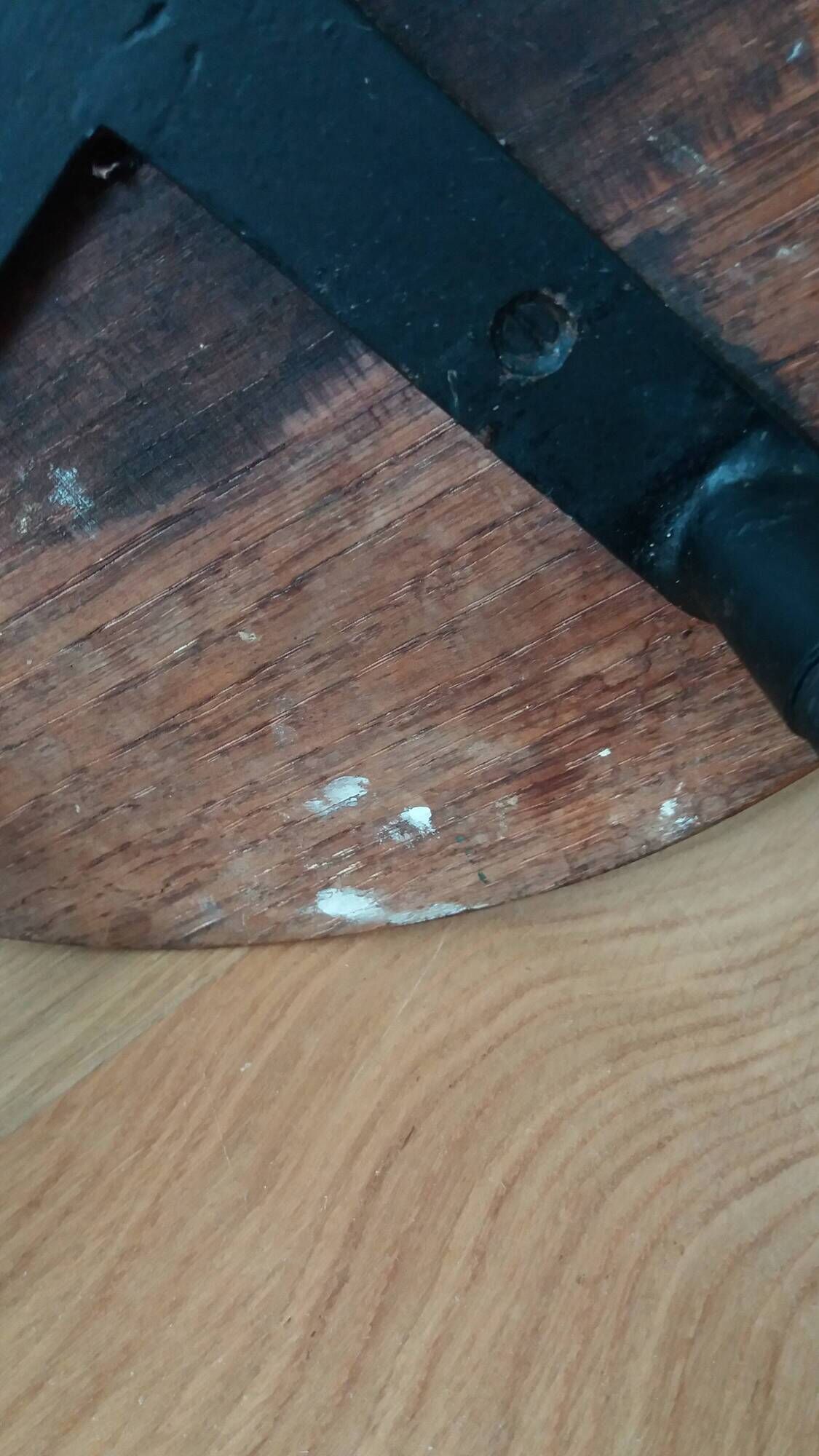 Wooden seat stool with metal legs