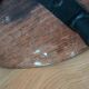 Wooden seat stool with metal legs