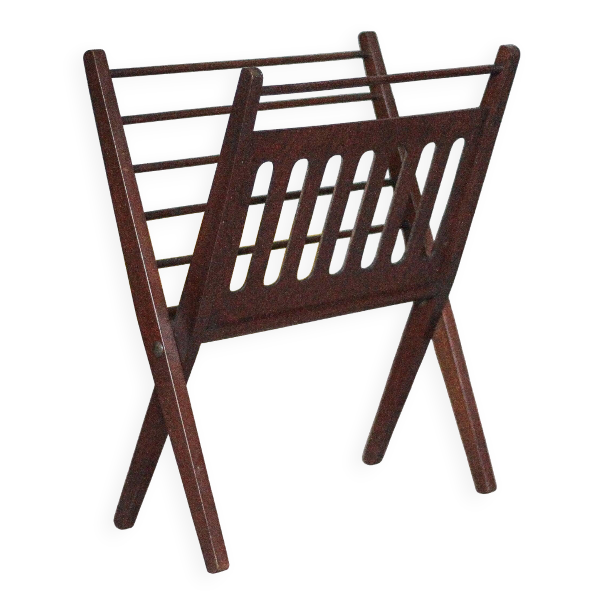 Cees Braakman vintage magazine rack, folding wooden magazine rack.