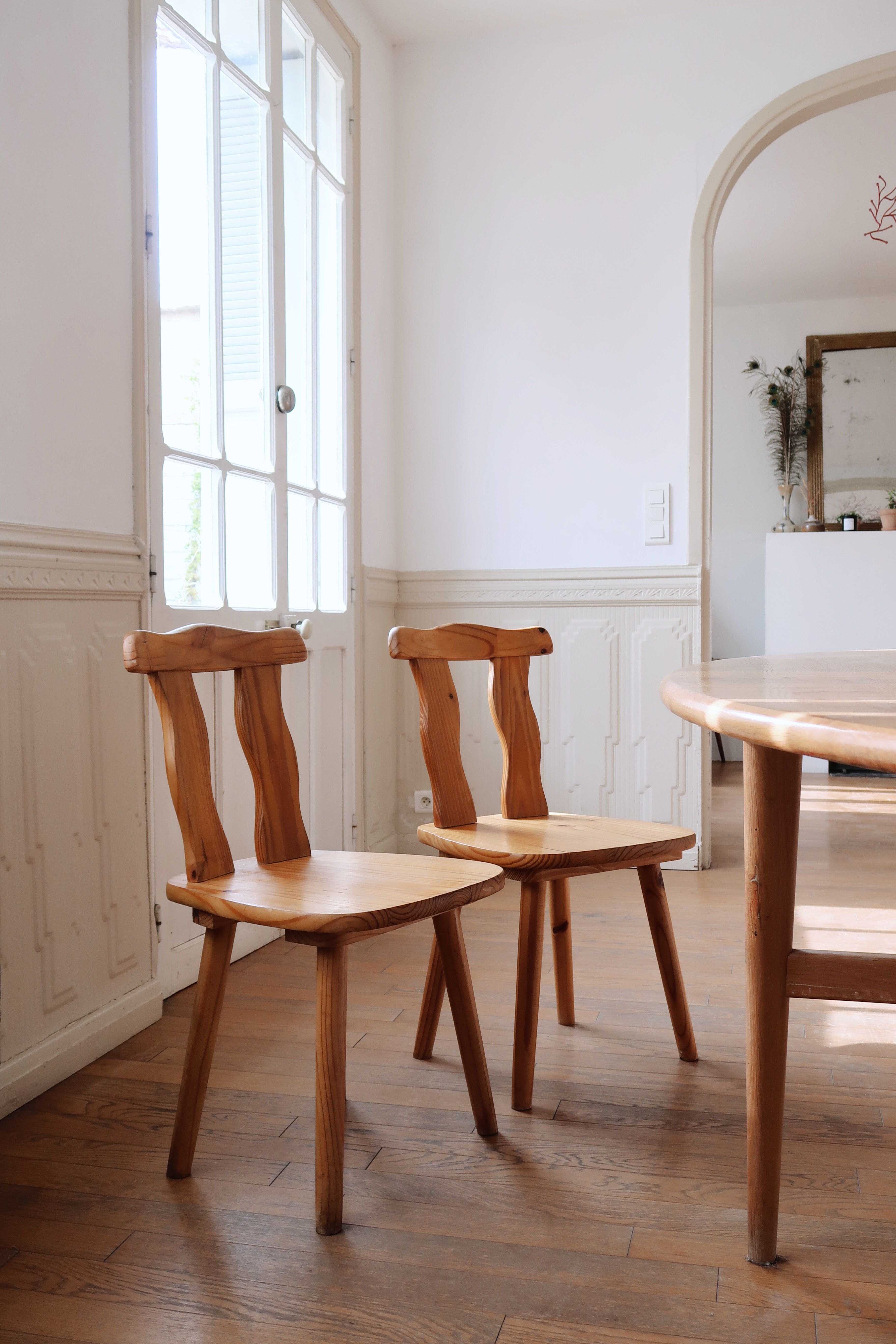 Pair of Scandinavian pine chairs