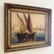 Very old painting of a Mediterranean port.