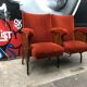 1950s red velvet movie armchairs