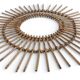 Mid Century Organic Modern Bamboo & Rattan Sunburst Patinated Mirror, 1960s