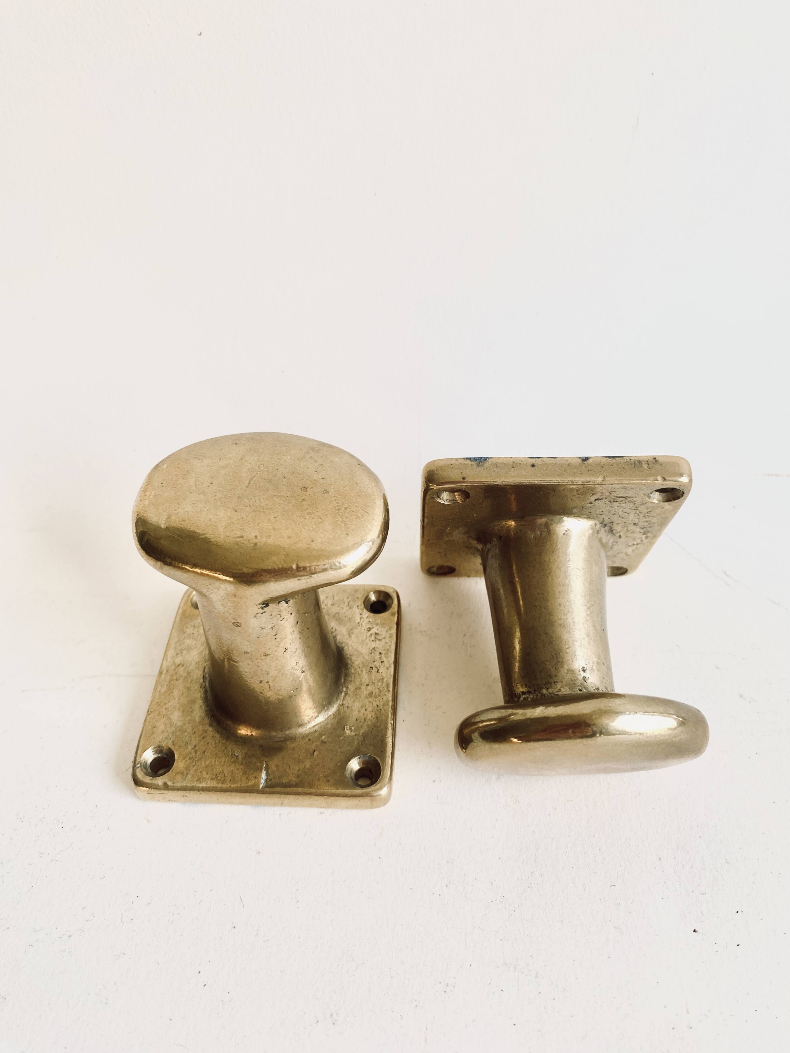 Pair of golden cast iron hooks