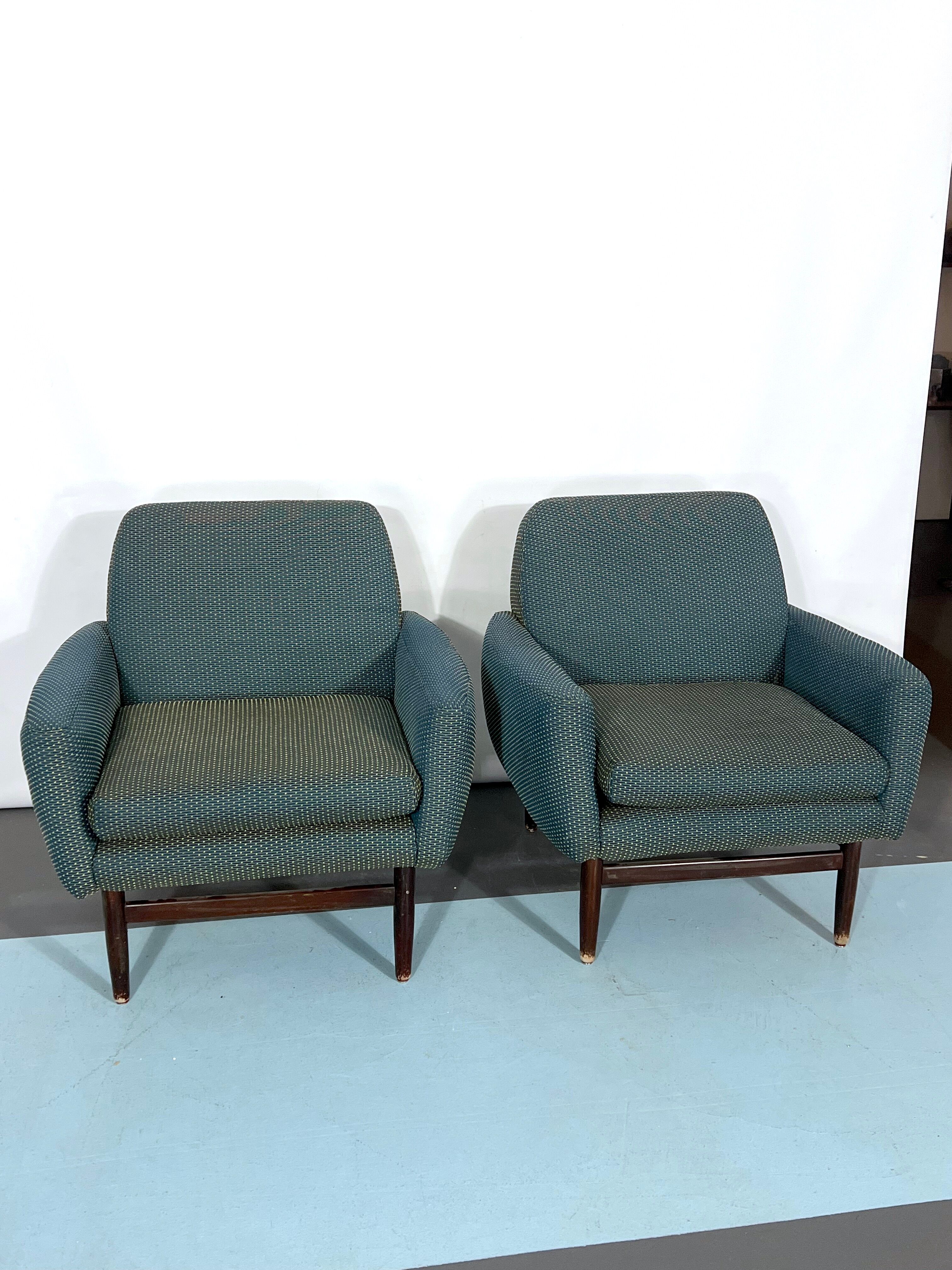 Italian Mid-century wood modern armchairs from 60s