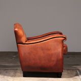 Sheep leather armchair Dutch design handmade 1970 - Brand name Joris