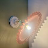 Vintage pink plastic lampshade wall light