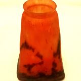 Art-nouveau lamp articulable bronze foot with glass paste shade muller lunéville