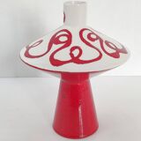 Vintage 1950 red italian ceramic vase 50s retro spaghetti rockabilly