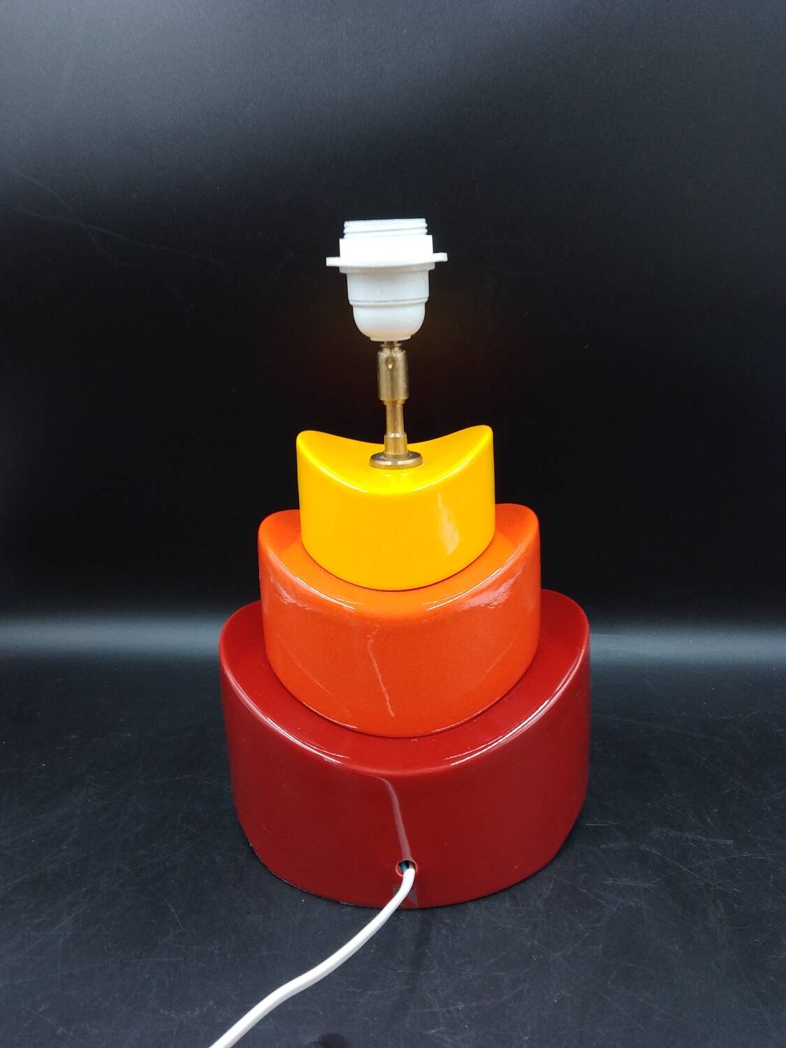Kotska lamp model Gibus tricolor 1980 Memphis style Sun tangerine pepper