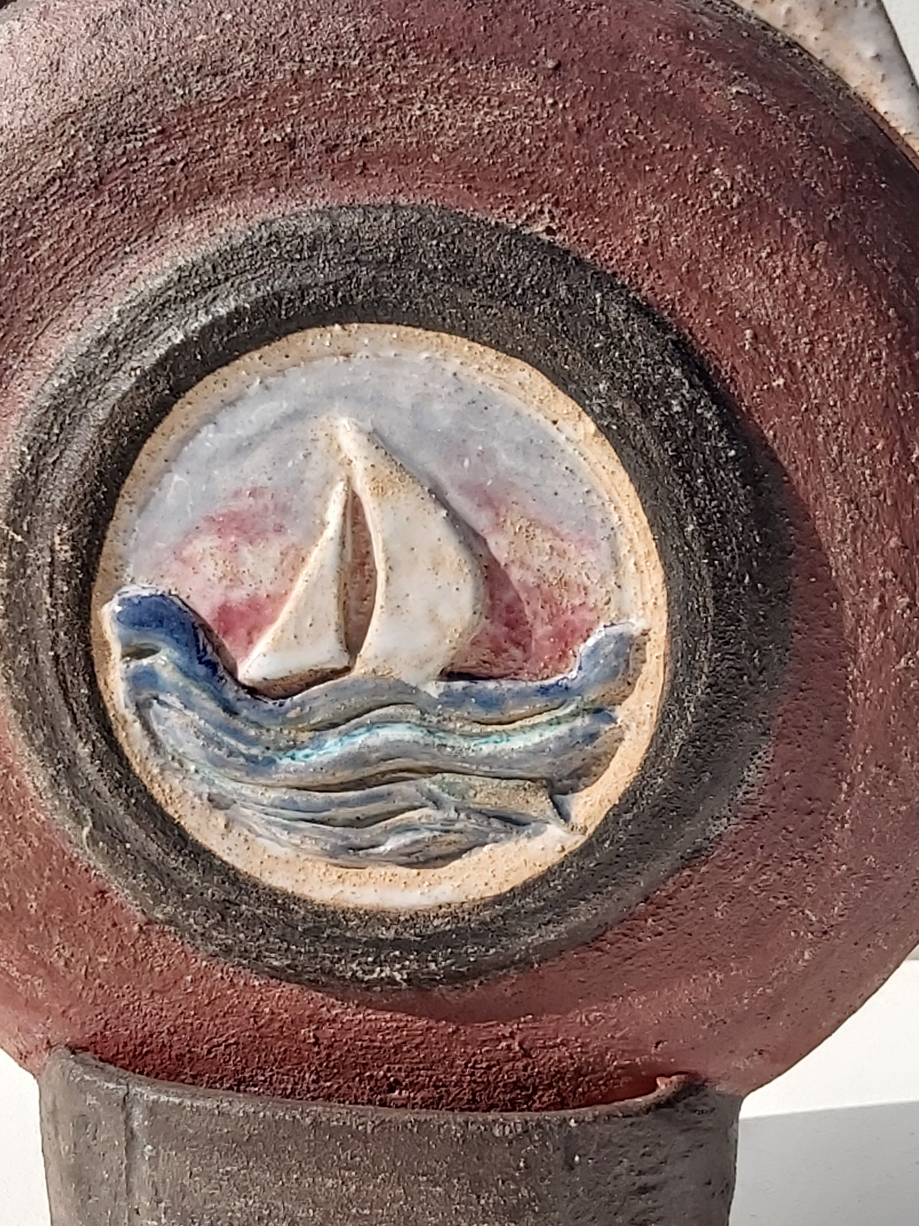 Ceramic vase decor boat signed