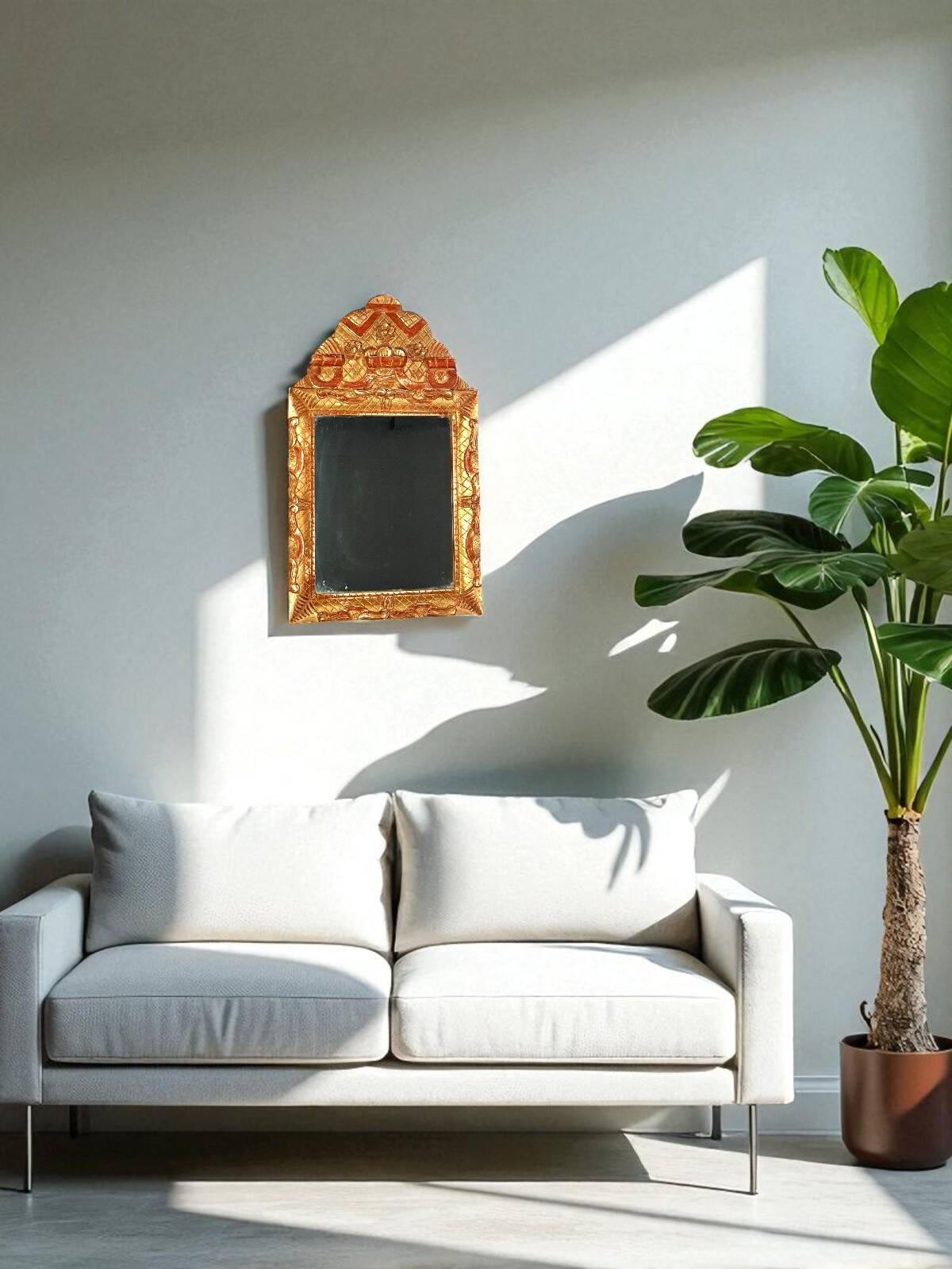 Mirror with carved gilded wooden frame in 18th century style 52x30 cm C492
