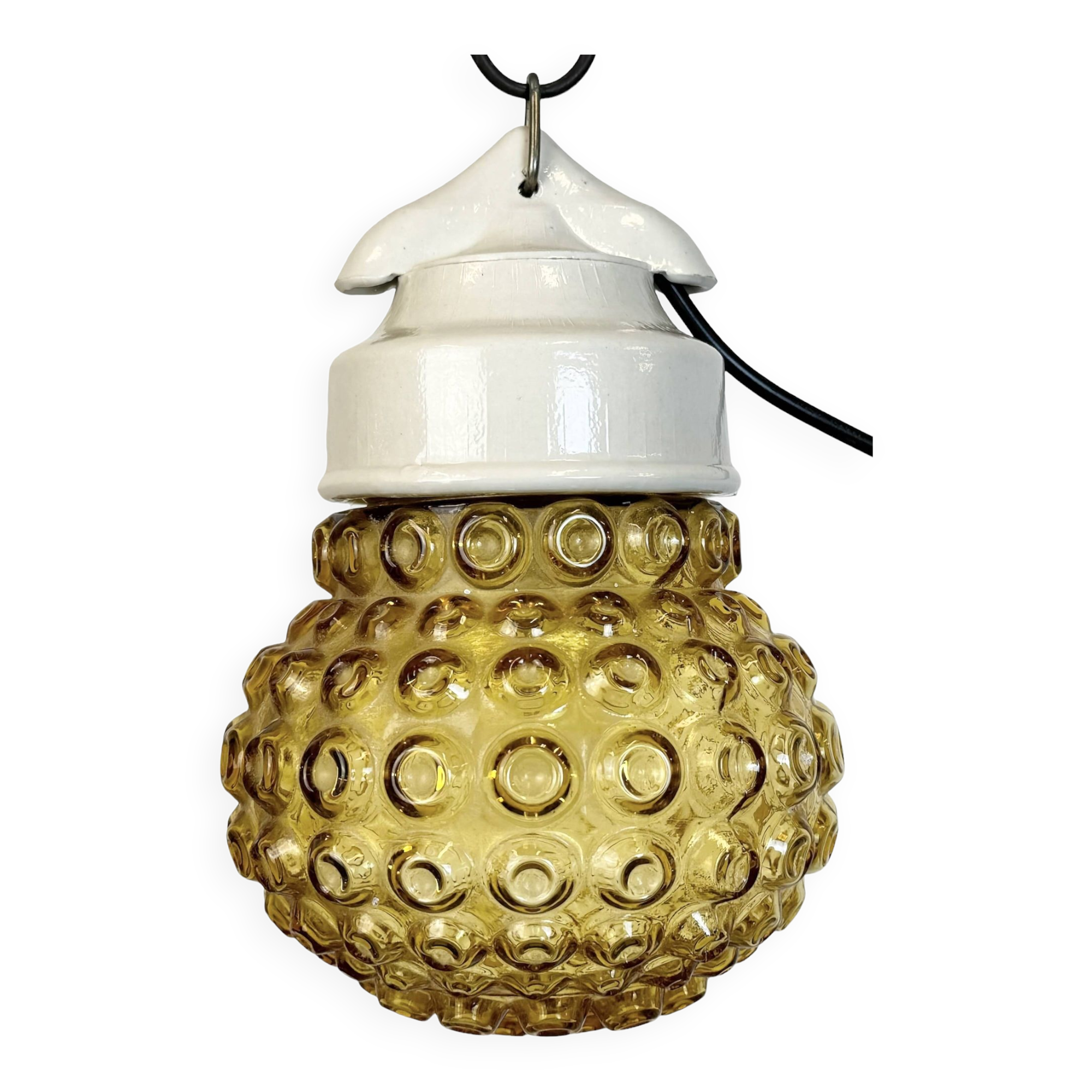 Vintage White Porcelain Pendant Light, 1970s