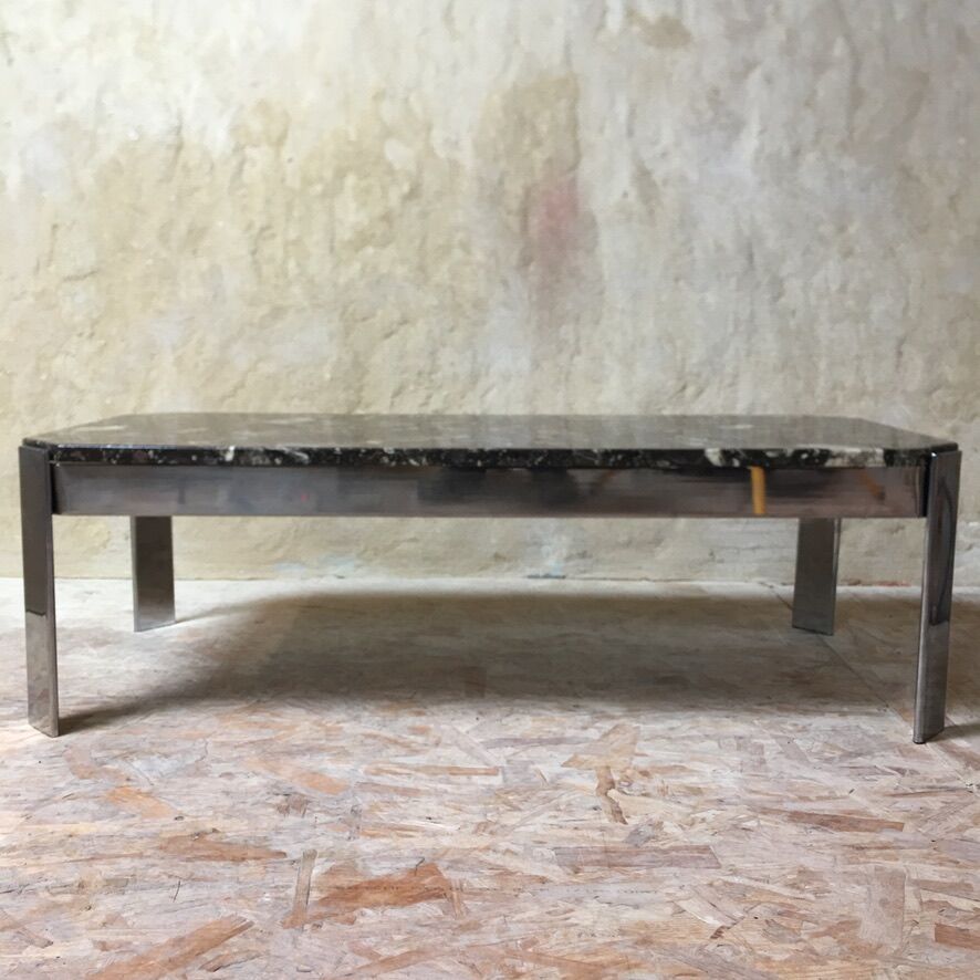 Table basse marbre & inox « Roche Bobois » - années 70