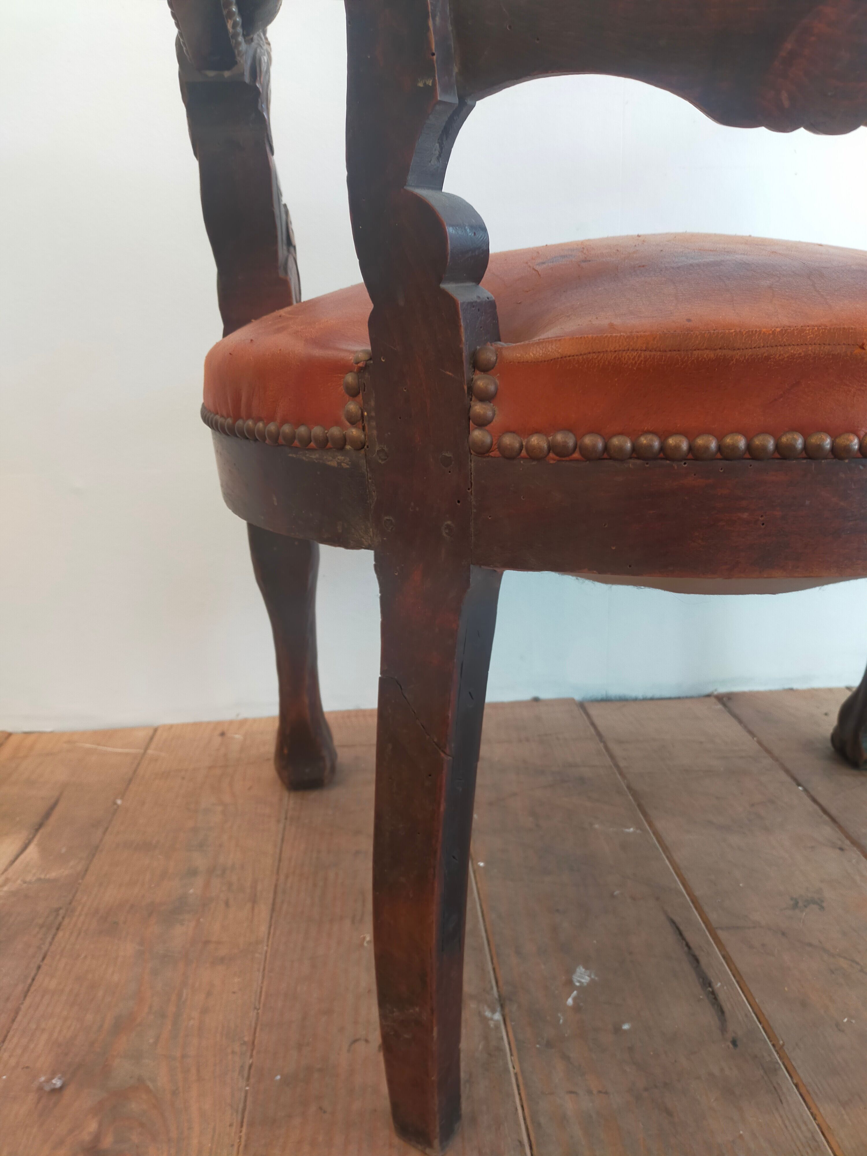 1920 sculpted office armchair with griffon head