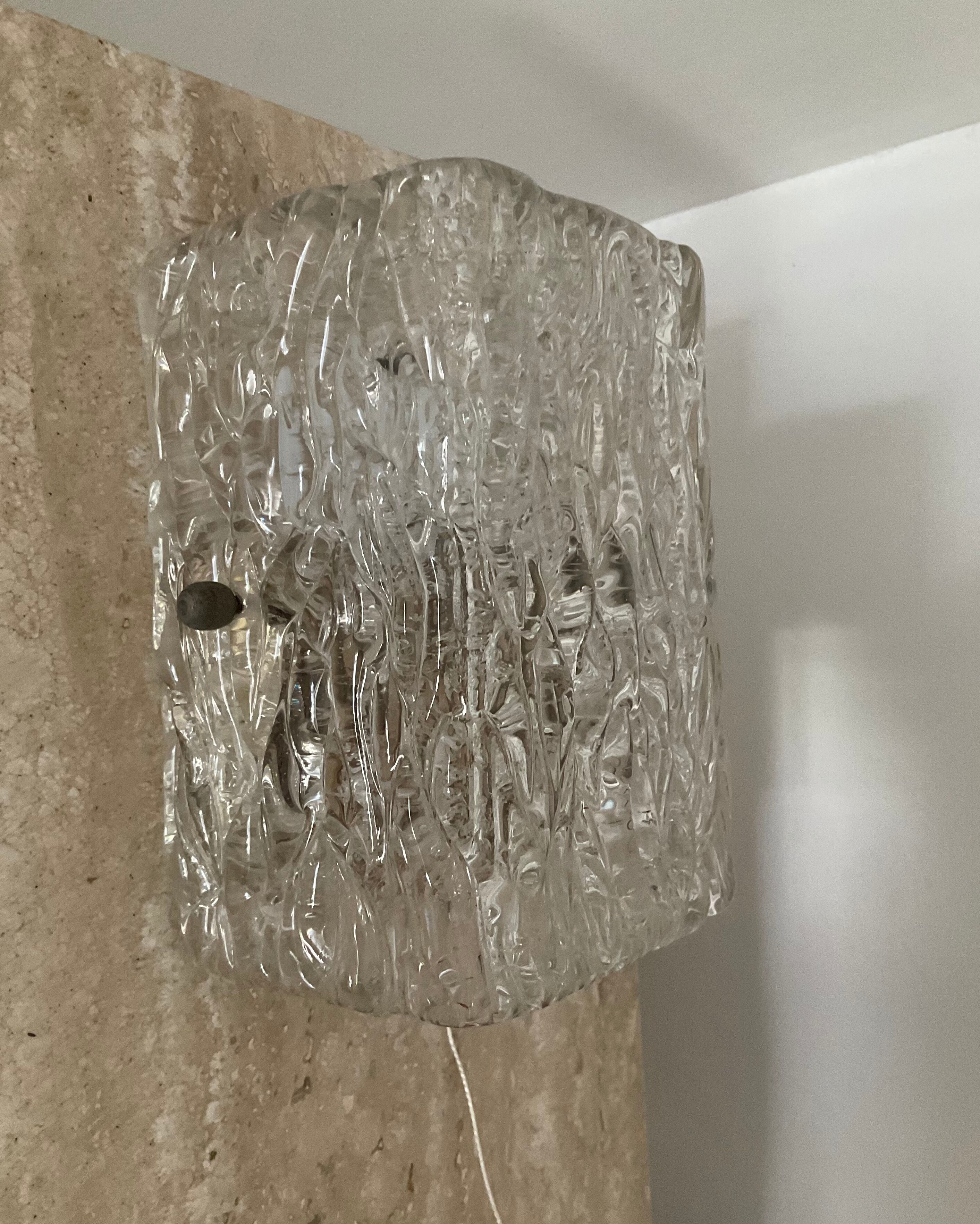 Vintage wall lamp molded glass 70s