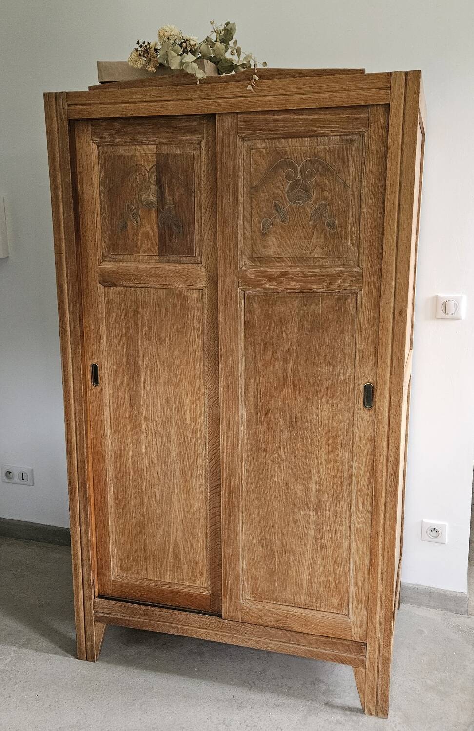 Wardrobe, Parisian sliding door vintage Art Deco wardrobe
