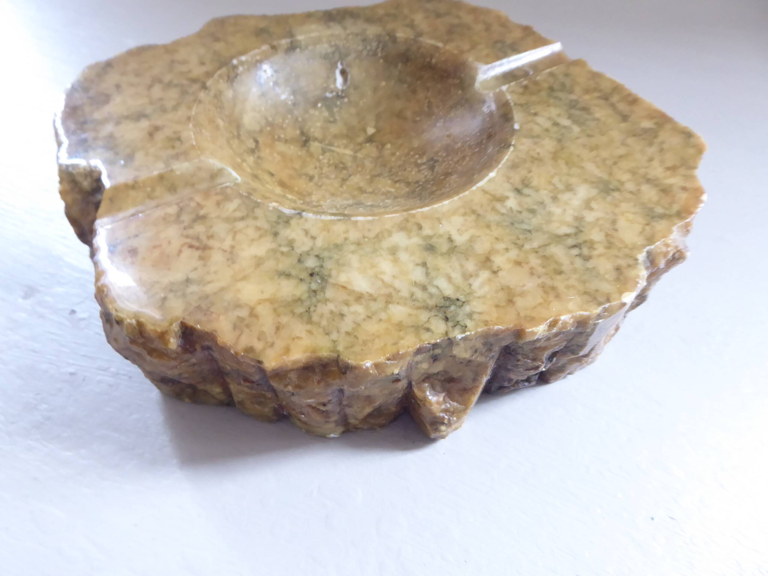 Imposing vintage alabaster ashtray