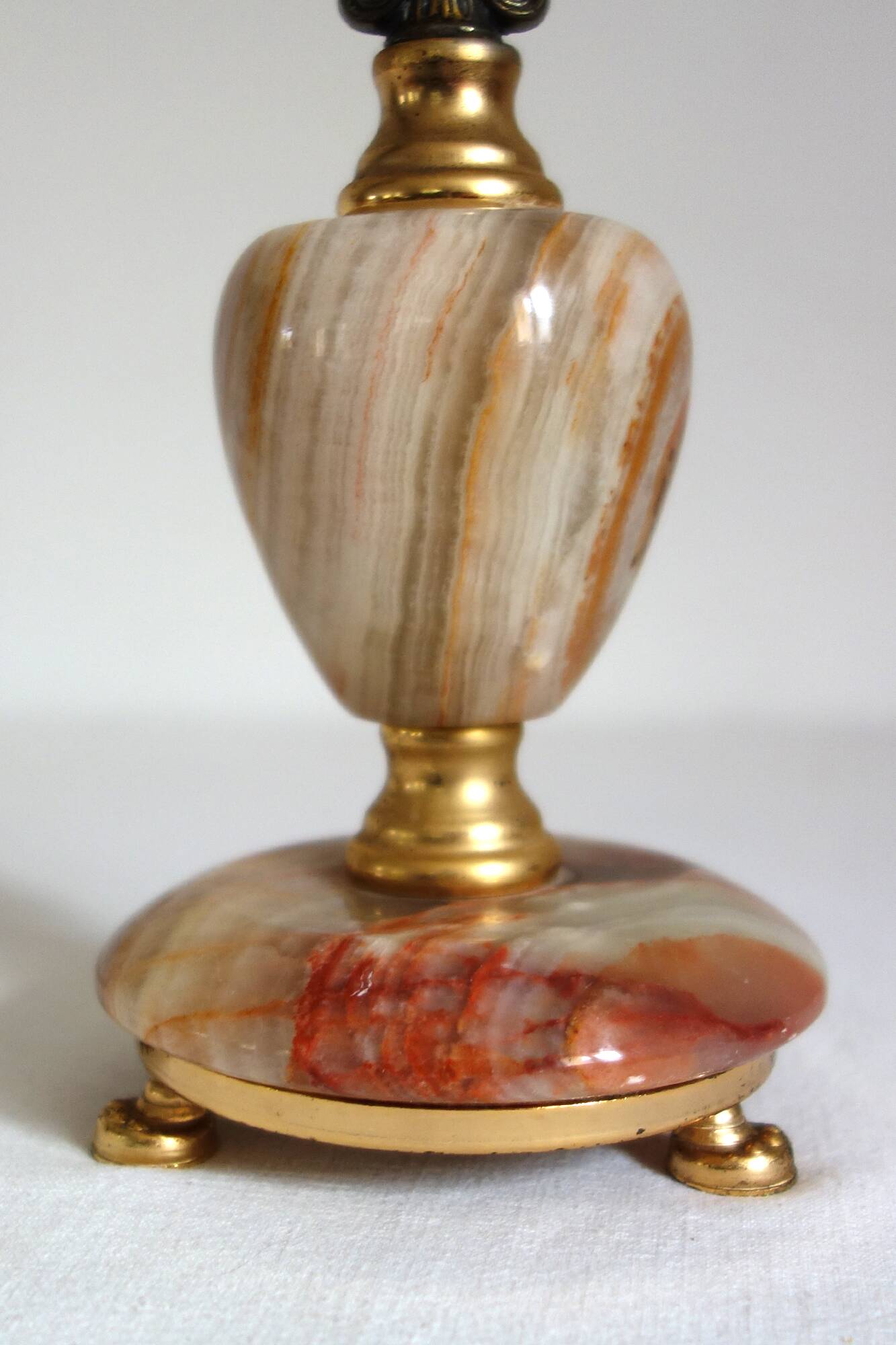 Pair of vintage onyx brass candlesticks