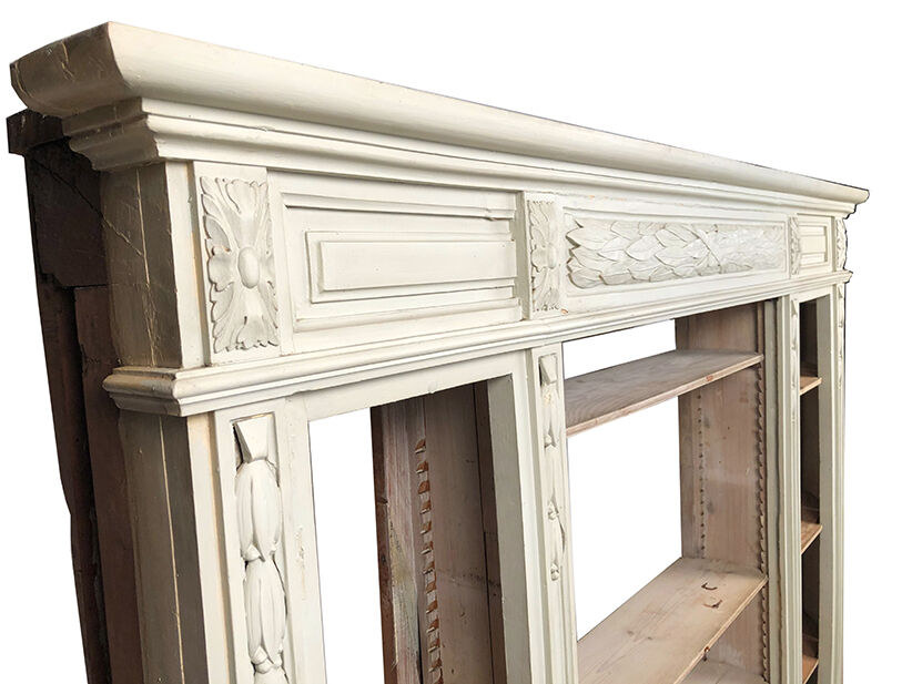 Old pharmacy furniture in grey lacquered oak, NINETEENTH