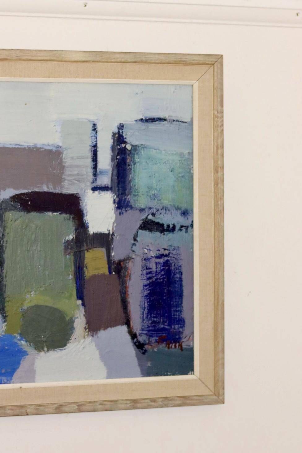 Mid-century original swedish oil on canvas "still life" by gösta falck