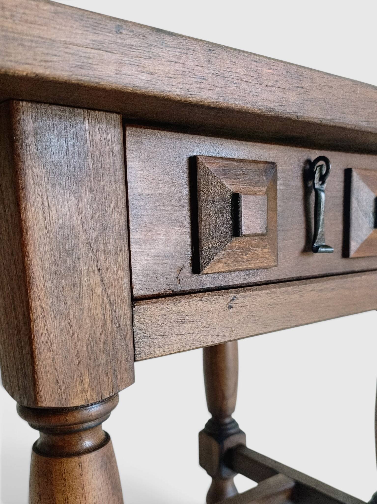 Spanish Castilian Baroque Revival Side Table, Mid-20th Century
