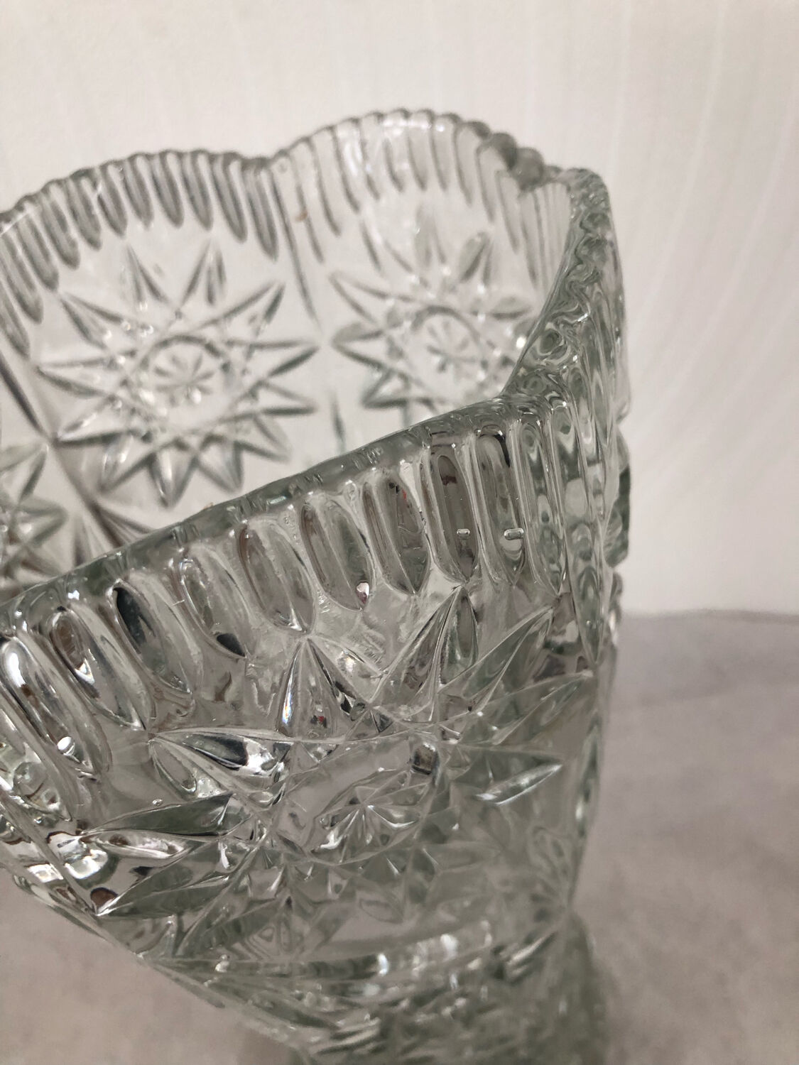 Old vintage chiseled cut glass vase