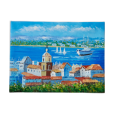 Tableau huile sur toile représentant Saint Tropez sud de la France vintage