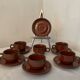 Vintage coffee set in enamelled ceramic 70s