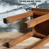 Stool in solid wood waxed oak rustic