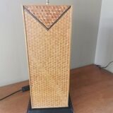 Vintage straw marquetry lamp