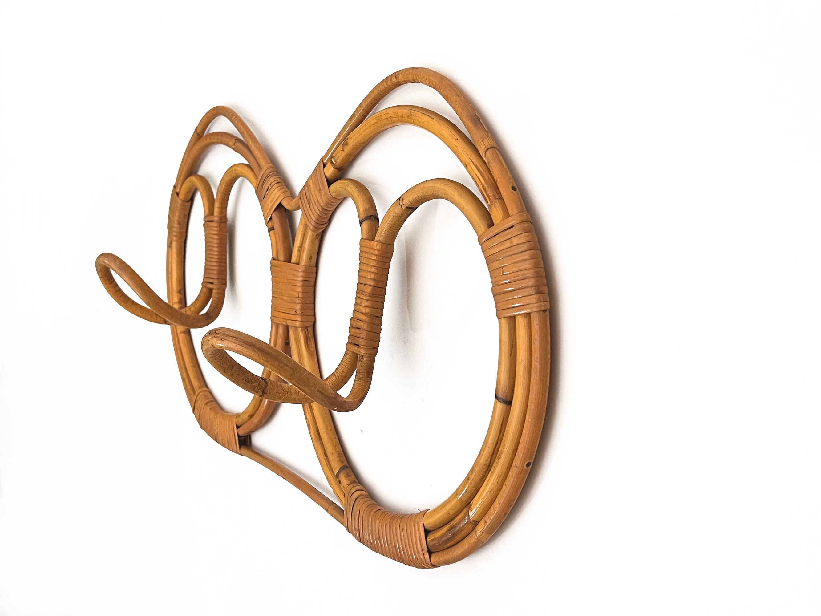 Wall-mounted reed and wicker coat rack by franco albini and franca helg for vittorio bonacina 1958