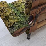 1930s, Danish 2-seater drop arm daybed/sofa, green furniture velour.