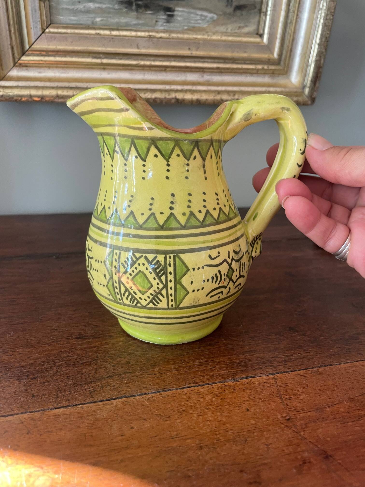 Safi pitcher handmade pottery Serghini Morocco signed