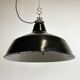 Industrial Black Enamel Factory Lamp with Cast Iron Top, 1950s