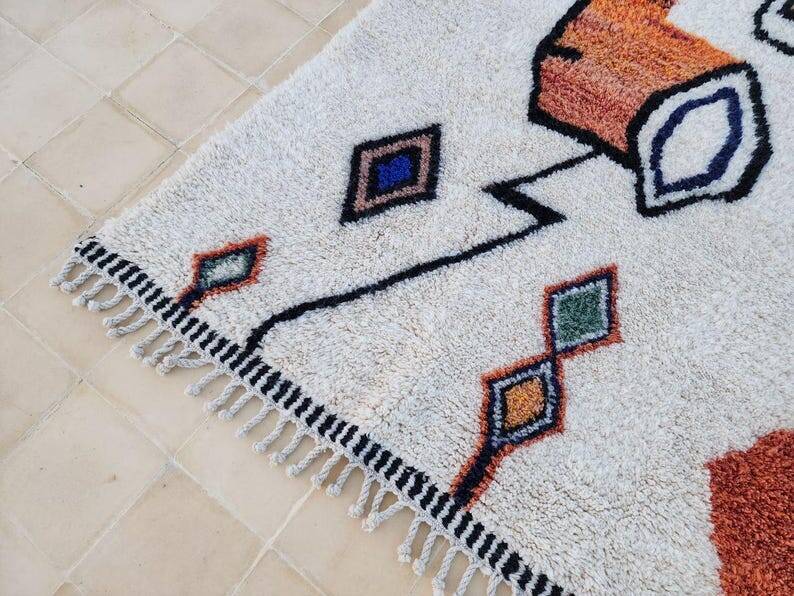 Handwoven terracotta wool rug 150/250cm
