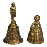 Two vintage bronze table cloches, finely chiseled and gilded