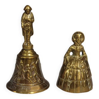 Two vintage bronze table cloches, finely chiseled and gilded