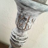 Large candlestick in white patinated wood.