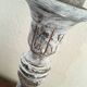 Large candlestick in white patinated wood.