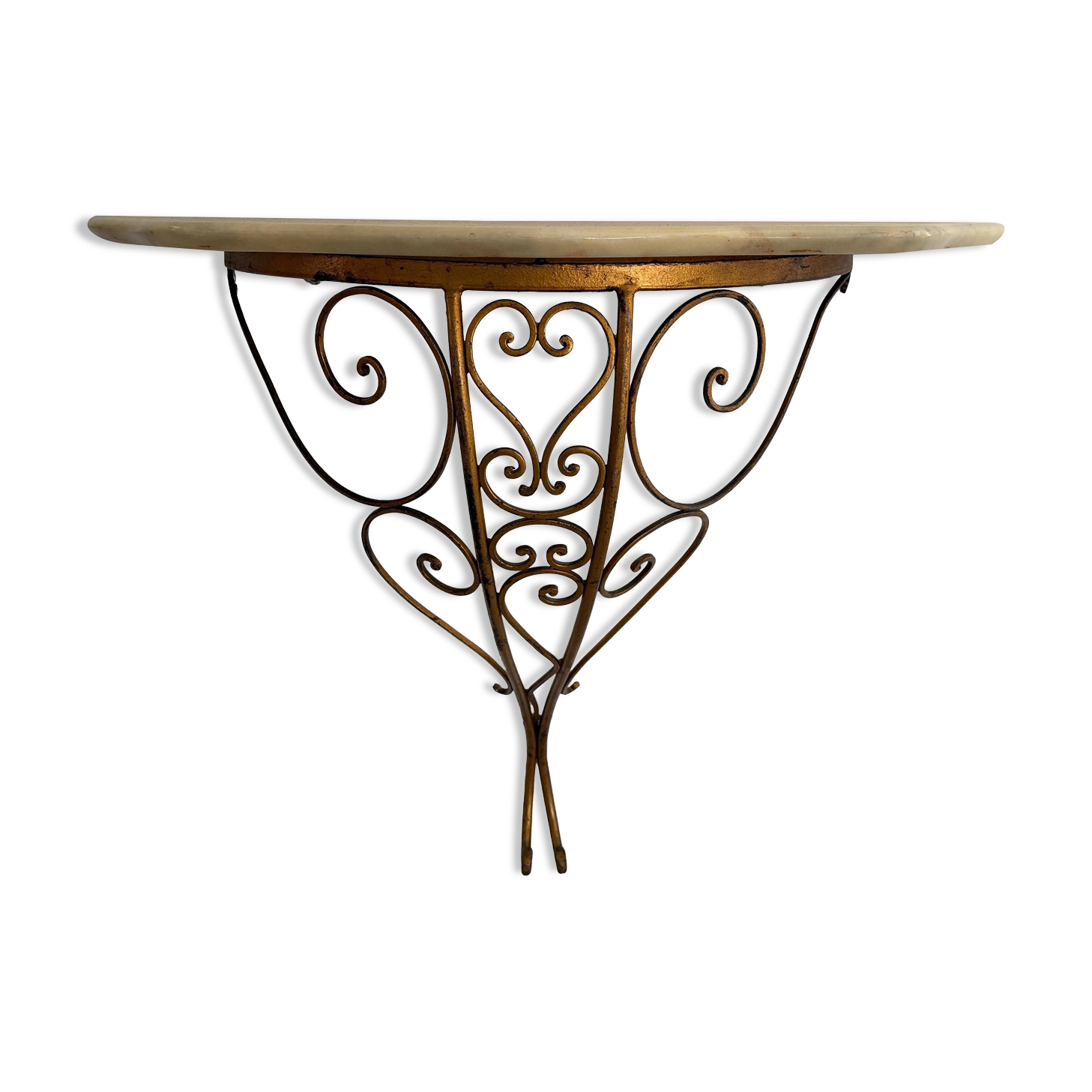 Mid-century floating wall console in wrought iron, 1950, Italy