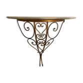 Mid-century floating wall console in wrought iron, 1950, Italy