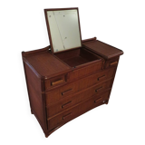 Vintage dressing table/chest - woven rattan - 5 drawers - mirror - 1960s/70s
