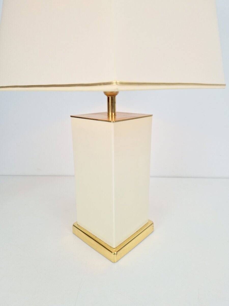 Vintage Brass and Cream Table Lamp from Maison Charles, 1970s