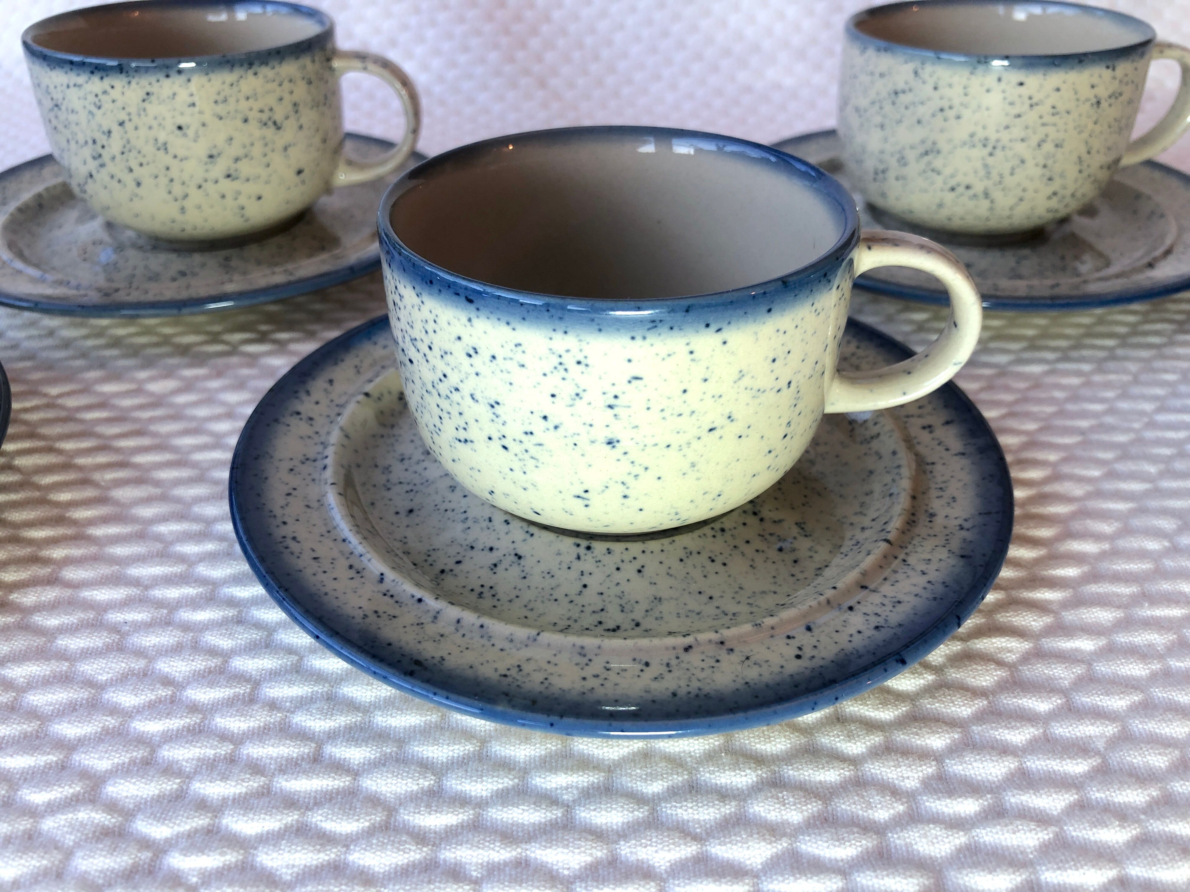 Blue glazed ceramic coffee cups